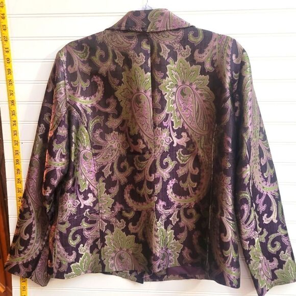 Chico's Purple Green Paisley Blazer, Size 2 (M, 12) - Picture 2 of 8